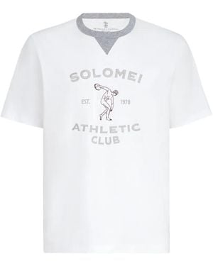 Brunello Cucinelli Cotton-Jersey Crew-Neck T-Shirt With Print - White