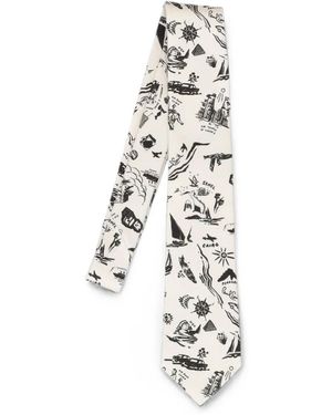 Paul Smith Travel Stories-Print Tie - White