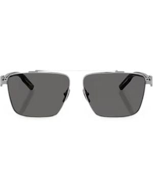 Dolce & Gabbana Square-Frame Double-Bridge Sunglasses - Gray