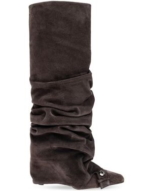 The Attico Juno 95 Suede Knee-High Boots - Black