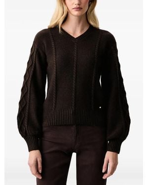 ARMANI EXCHANGE Pull En Maille Torsadée À Col V - Noir