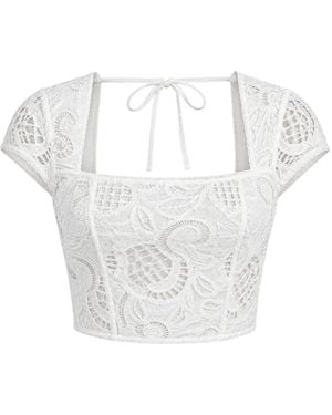 Guess Domitille Lace-Overlay Top - White