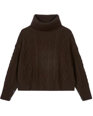 Bompard Cable-Knit Turtleneck Jumper - Brown