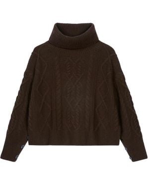 Bompard Cable-Knit Turtleneck Sweater - Brown
