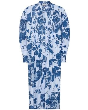 Pierre Louis Mascia Rhi Floral Midi Shirt Dress - Blue