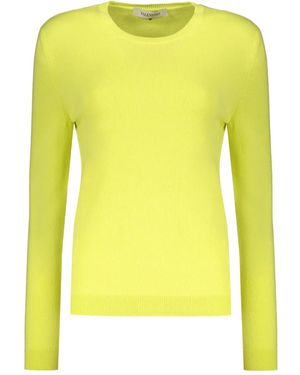 Valentino Garavani Long-Sleeve Crew-Neck Sweater - Yellow