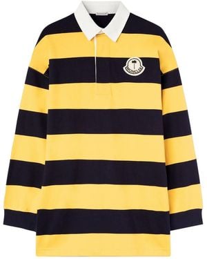 Palm Angels x Moncler X Moncler Logo-Appliqué Striped Polo Shirt - Blue