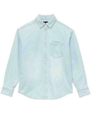 Purple Brand Logo-Embossed Denim Shirt - Blue