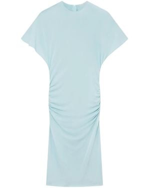 Stella McCartney Padded-Shoulder Short-Sleeve Midi Dress - Blue