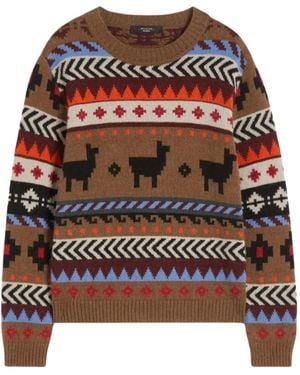 Weekend by Maxmara Trui Met Ronde Hals En Lamapatroon - Bruin