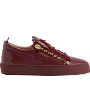 Giuseppe Zanotti Frankie Glossy-Leather Trainers - Red