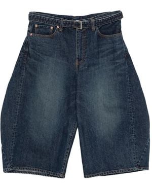 Sacai Pantalones cortos con botones y cinturón - Azul