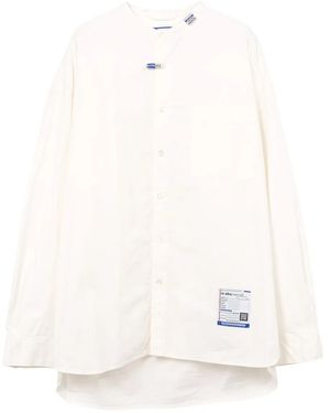 in・stru(men-tal) Band-Collar Long-Sleeve Shirt - White
