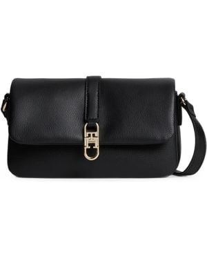 Tommy Hilfiger Libre Logo-Plaque Pebbled-Texture Shoulder Bag - Black