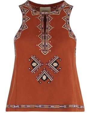 Isabel Marant Zahara beaded-embellishment silk top - Rot