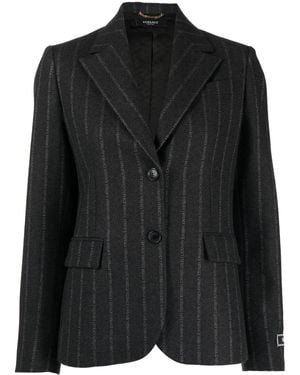 Versace Ges Logo-Pinstripe Blazer - Black