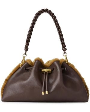 Jimmy Choo Bon Bon Shearling-Trim Shoulder Bag - Brown