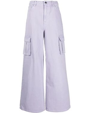 Self-Portrait Wide-Leg Cargo Jeans - Purple