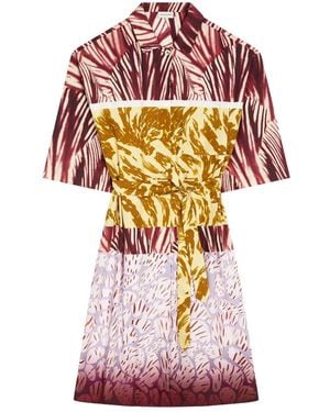 Dries Van Noten Tropical-Print Wrap Dress - Pink