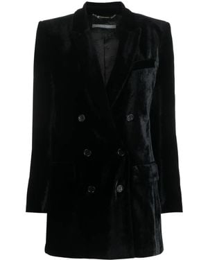 Alberta Ferretti Double-Breasted Velvet Blazer - Black