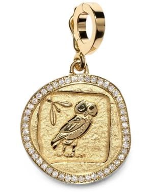 Azlee Small Owl Wisdom Diamond Pendant - White