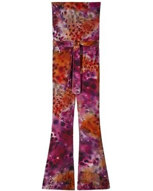 Patrizia Pepe Floral-Print Strapless Jumpsuit - Red