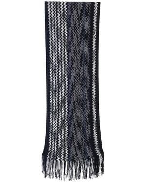 Missoni Zigzag-Knit Fringed Scarf - Black
