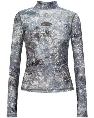 DIESEL Printed High-Neck Top - Blue