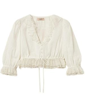Twinset Ruffled Cropped Shirt - Natural