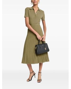 Michael Kors Ribbed-Knit Polo Midi Dress - Green