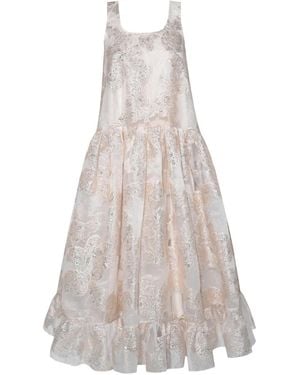 ANOUKI Embroidered Sleeveless Midi Dress - White