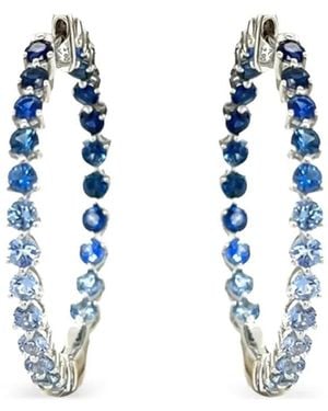Lisa Nik 18K Sapphire Hoop Earrings - Blue