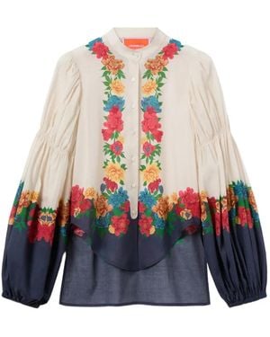 La DoubleJ Floral Placée Blouse - White