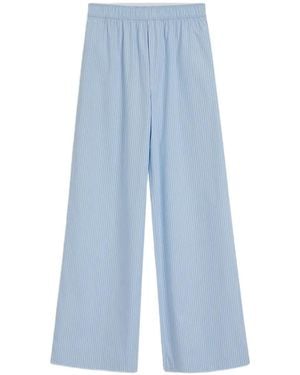 HUGO Stripe-Pattern Embroidered-Logo Pants - Blue
