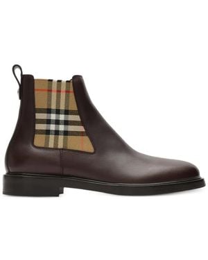 Burberry Leather Pembroke Boots - Brown