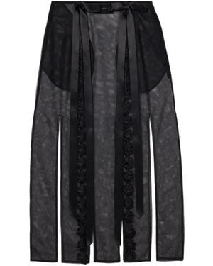 Simone Rocha Ribbon-Embellished Slit Midi Skirt - Black