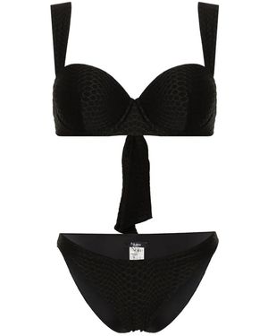 Noire Swimwear Nikki Snakeskin-Effect Bikini Set - Black