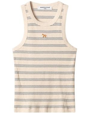 Maison Kitsuné Baby Fox Striped Tank Top - Natural
