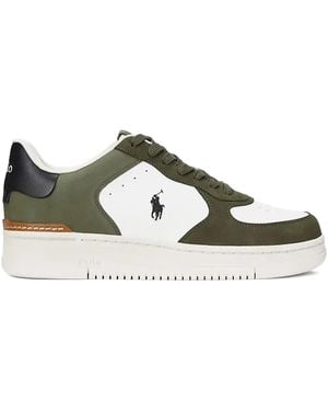 Polo Ralph Lauren Masters Court Contrasting-Panel Trainers - Brown