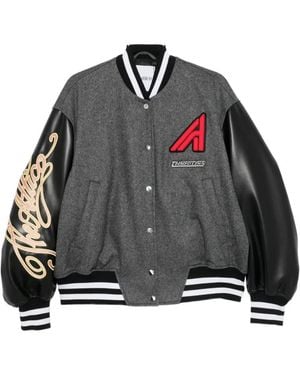 The Attico Logo-Patch Panelled Bomber Jacket - Black