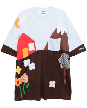 Moschino Robe À Imprimé Graphique - Blanc