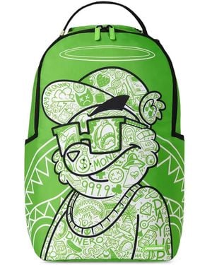 Sprayground Mochila Money Bear The Disruptor Con Garabato Estampado - Verde