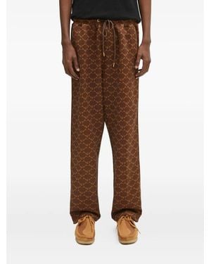A Bathing Ape Logo-Print Side-Stripe Pants - Brown