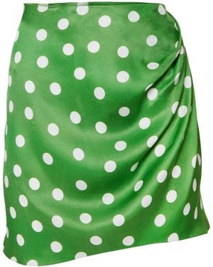 Carolina Herrera Jupe Froncée À Pois - Vert