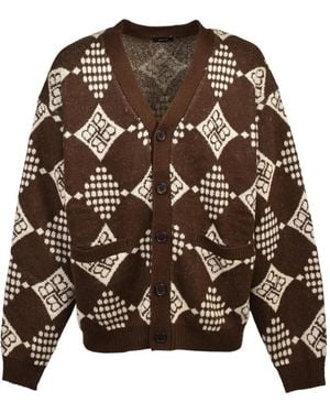 BREATH Diamond-Knit Cardigan - Brown
