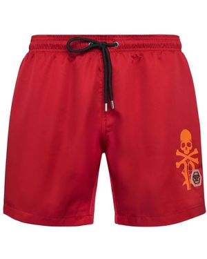 Philipp Plein ロゴ トランクス水着 - レッド
