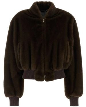 Stella McCartney Bomber Jacket With Mink Fur Effect - Black