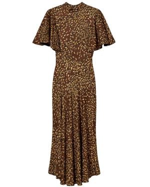 Twinset Long Animal Print Satin Dress - Natural