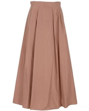 Marella Pleated A-Line Skirt - Brown