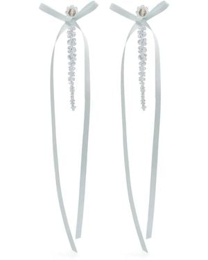Simone Rocha Pendientes con detalle de lazo - Blanco